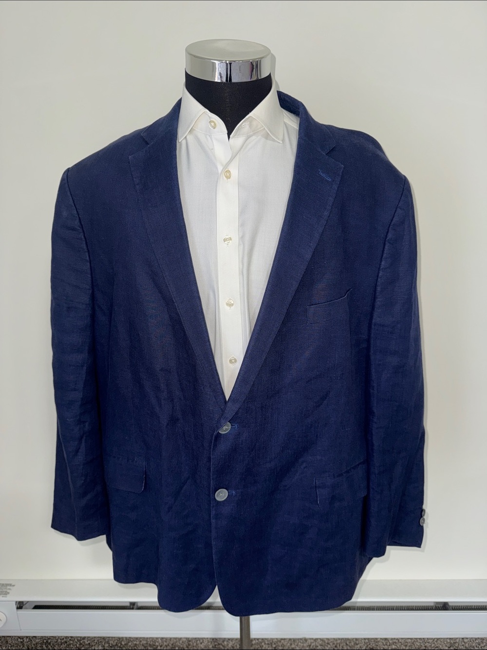 Lauren Ralph Lauren mens 54R blue solid 100% linen 2-button sport coat EUC